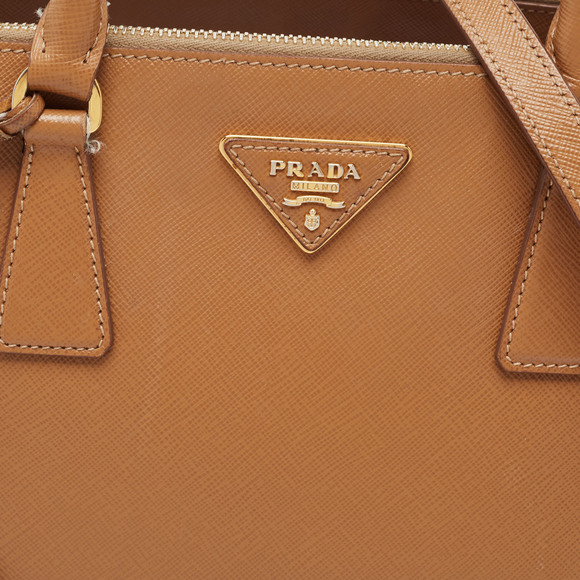 PRADA Brown Saffiano Lux Leather Small Double Zip Tote - Picture 5 of 8